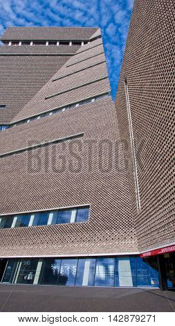 London United Kingdom - July 24 2016. View of Switch House new wing of Tate Modern Art Gallery designed by architects Herzog and de Meuron
