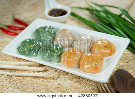 Steamed Dumpling stuffed with Garlic Chives and Taro and bamboo shoot Allium Tuberosum pastry steaming ChineseGarlic Chive Dumpling garlic chives dim sum Kuicheai steamed bread