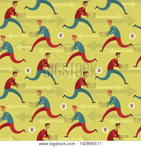 Flat design colorful vector seamless pattern concept for courier delivery service