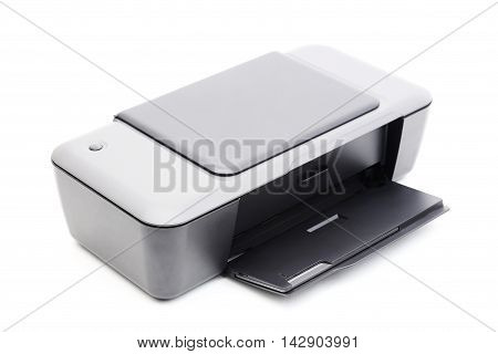 Grey printer isolated on a white background