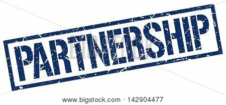 partnership stamp. blue grunge square isolated sign