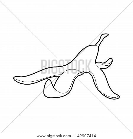 Banana peel icon in outline style isolated on white background. Fruit symbol