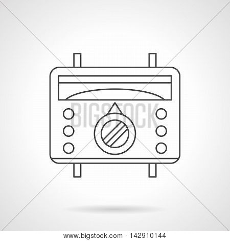 Warm floor appliances. Thermostat for underfloor heating remote control and regulation. Device with scale, switch and buttons. Flat line style vector icon.
