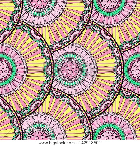 Doodleart Mandala Design. Hand Drawn Forest Background.