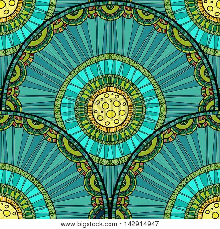 Doodleart Mandala Design. Hand Drawn Forest Background.