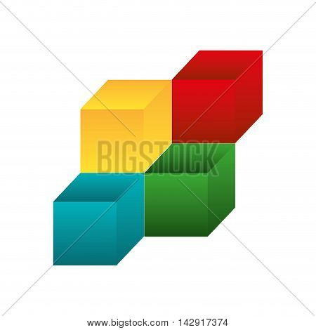 flat design 3d cubes icon vector illustration