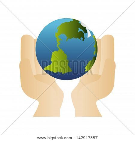 planet ecology hand  enviroment world global nature green vector illustration isolated
