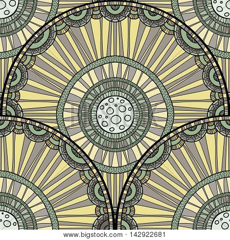 Doodleart Mandala Design. Hand Drawn Forest Background.