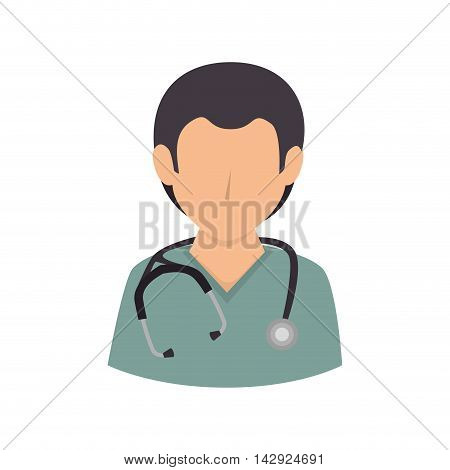 medic medical doctor stethoscope occupation work profession uniform vector illustration isolated