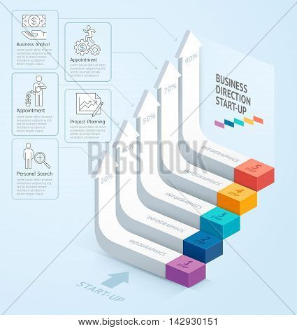 Start Up Business Staircase Direction. Vector Illustration. Can Be Used For Workflow Layout, Banner,
