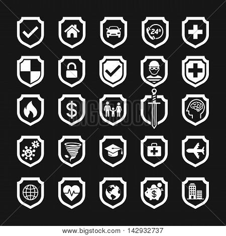 Insurance policy shield icon design. Vector Illustrations.