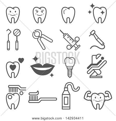 Dental tooth icons set on white background. Vector illustration.