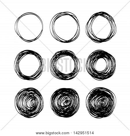 Vector hand-drawn scribble circles abstract doodle set for your design