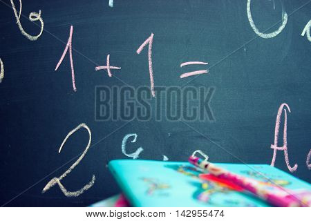 Back to school - chalkboard notebooks and pencil