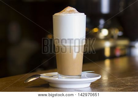 Latte Coffee or caffe latte in tall latte glasses