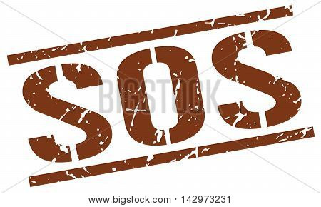 sos stamp. brown grunge square isolated sign