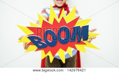 Superherokid Fun Boom Smiling Helper Enjoy Concept