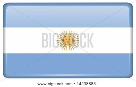 Flags Argentina In The Form Of A Magnet On Refrigerator With Reflections Light. Vector