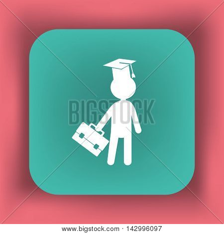 Flat icon. The man in the square academic cap with a briefcase.