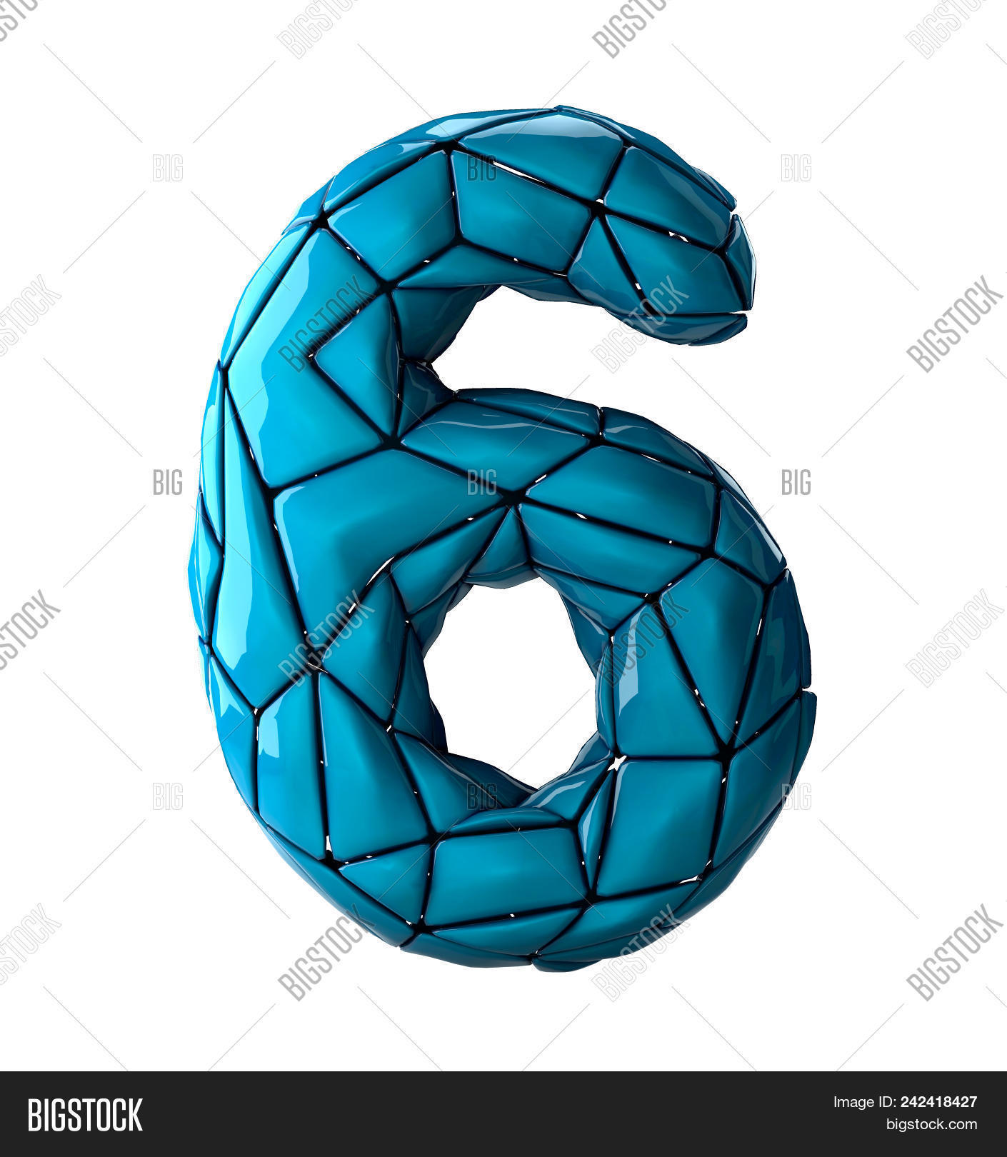 Number 6 Six In Low Poly Style Blue Color Isolated Number 6 Six In Low Poly Style Blue Color Isolated