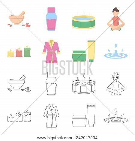 Multicolored Burning Candles, A Pink Robe With A Yellow Belt And A Collar, A Tube With Cream And A J