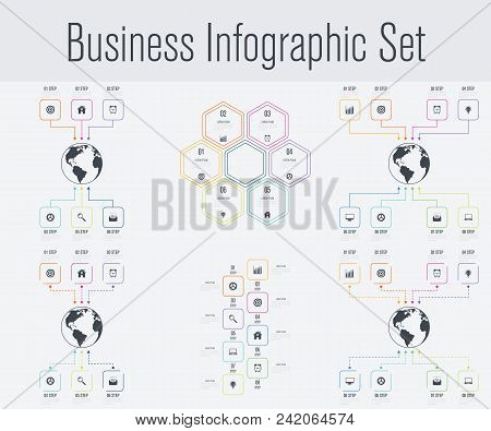Set With Infographics. Data And Information Visualization. Template. Stock Vector. Dynamic Infograph