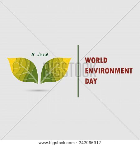 Green Leaves Sign. World Environment Day Concept Vector Logo Design Template.june 5st World Environm