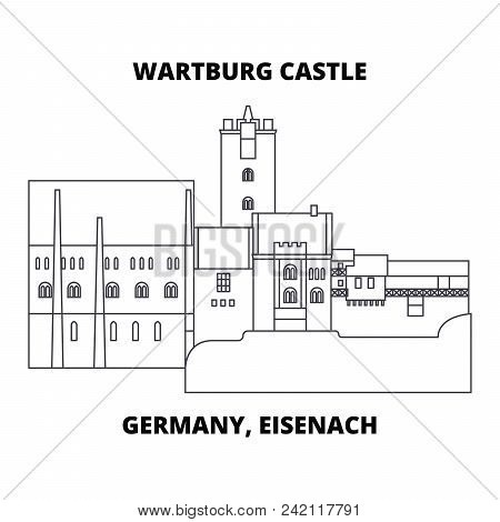 Germany, Eisenach  Wartburg Castle Line Icon, Vector Illustration. Germany, Eisenach  Wartburg Castl