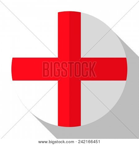 Flag England - round flatstyle button with a shadow. 