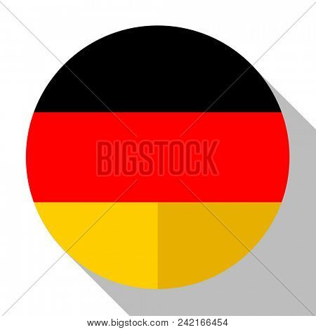 Flag Germany - round flatstyle button with a shadow. 