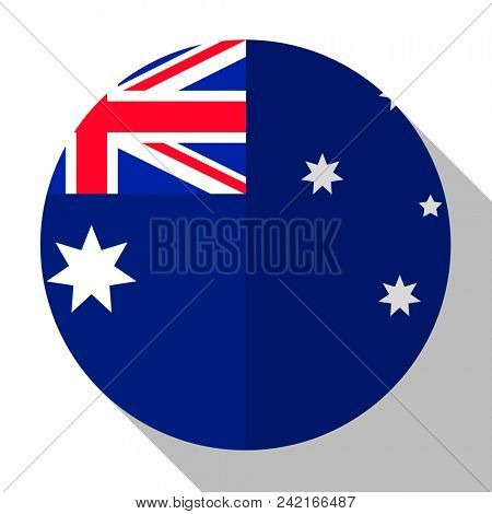 Flag Australia - round flatstyle button with a shadow. 