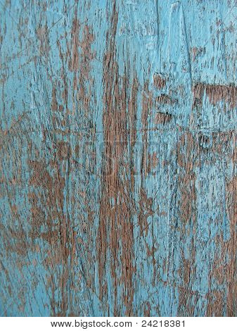 Nahaufnahme des alten blau lackierten Holz