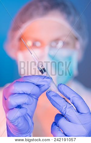 Mmr Vaccination Concept With Medical Doctor And Syringe In Hospital