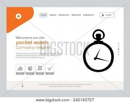 Quality One Page Pocket Watch Website Template Vector Eps, Modern Web Design With Flat Ui Elements A