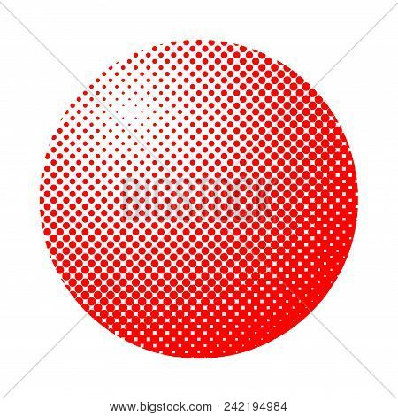 Halftone Redball On White Background. Geometrical Illustration Of Bubble