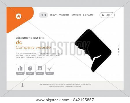 Quality One Page Dc Website Template Vector Eps, Modern Web Design With Flat Ui Elements And Landsca
