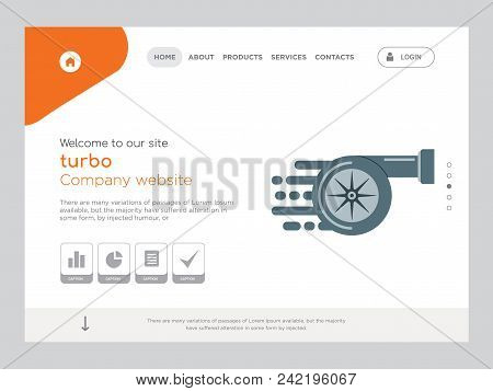 Quality One Page Turbo Website Template Vector Eps, Modern Web Design With Flat Ui Elements And Land