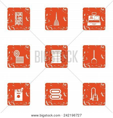 Boardinghouse Icons Set. Grunge Set Of 9 Boardinghouse Vector Icons For Web Isolated On White Backgr