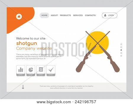 Quality One Page Shotgun Website Template Vector Eps, Modern Web Design With Flat Ui Elements And La