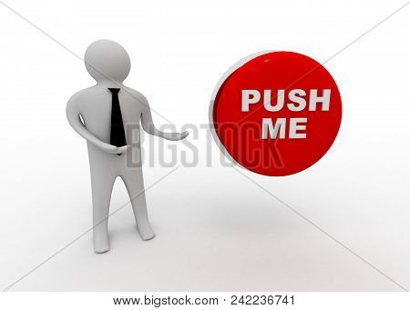 3d Man With Button . 3d Rendered Illustration