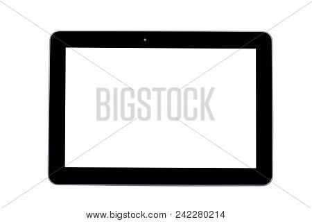 Black Tablet Template With Empty Screen Isolated On White Background.