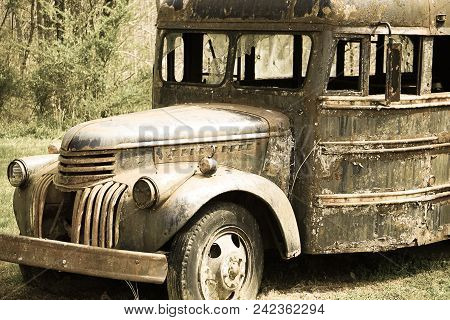 An Old Abandoned Run Down Bus