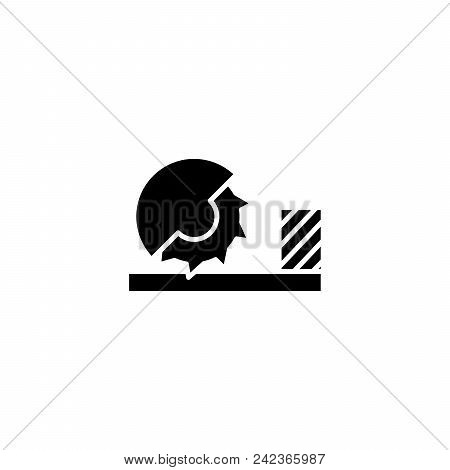 Circular Sawbench Black Icon Concept. Circular Sawbench Flat  Vector Website Sign, Symbol, Illustrat