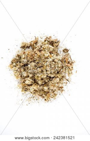 Pile Of Dried Mullein Leaves Isolated On A White Background
