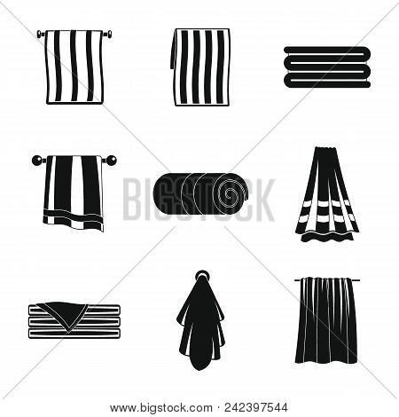 Towel Hanging Spa Bath Icons Set. Simple Illustration Of 9 Towel Hanging Spa Bath Vector Icons For W