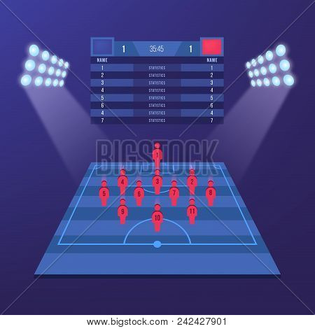 Soccer Jersey Or Football Kit With Match Formation Tactic Infographic. Football Player Position On F