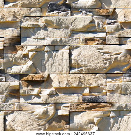 Modern Stone Brick Wall Background. Seamless Decorative Stone Texture. Wall Design.