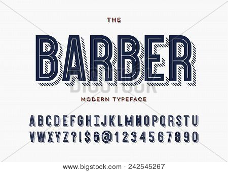 Barber Font. Alphabet Modern Typeface Typography Sans Serif Colorful Line Style For Party Poster, Pr
