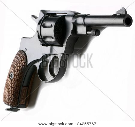 ベルギー リボルバーは、白い背景で隔離ナガン （生産 1892年-1945 年）