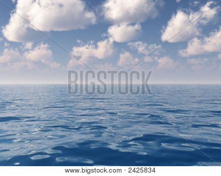 Fluffy pilviä yli Sea